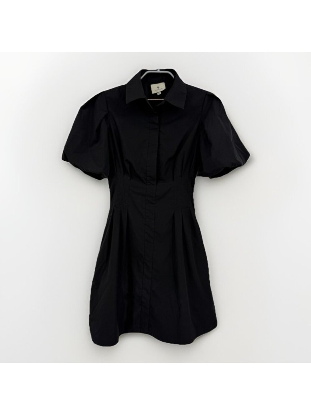 Tuckernuck Black Mini Delaney Dress sz XS Puff Sleeve Shirt Dress $228